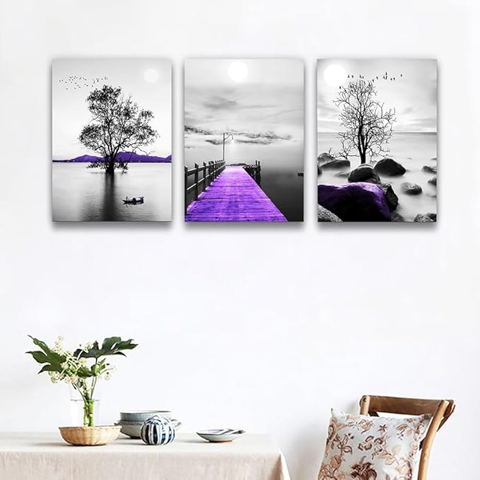 Lapremoly Large Canvas Wall Art For Bedroom Wall Decorations For Living Room Modern Office Wall Decor Black And White Painting Artwork Scenery Pictures Room Home Decor 3 Piece Prints Art