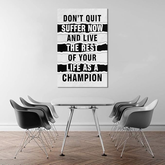 Large Size Office Wall Decor Canvas Paintings with Positive Sayings Quotes Black and White Motivational Framed Office Artwork Easy to Hang-28x44 inch