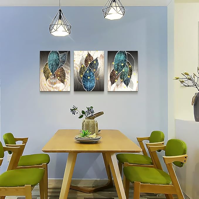 Abstract Canvas Wall Art For Living Room Family Wall Decor For Bedroom Kitchen Artwork Abstract Leaves Canvas Prints Painting Modern Office Decor Wall Pictures Bathroom Home Decor 12" X 16" 3 Piece
