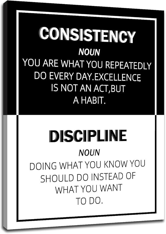 DINGFUN Motivational Canvas Wall Art Inspirational Office Wall Decor Painting Poster Modern Inspiring Picture Print Artwork for Modern Home Bedroom Office Workplace Gym Ready to Hang [18''Hx24''W]