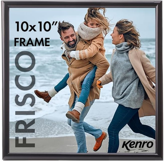 Kenro Frisco Series Black Photo Frame 10x10 Inch / 25x25cm Freestanding or Wall Hanging with Glass Front – FR2525B