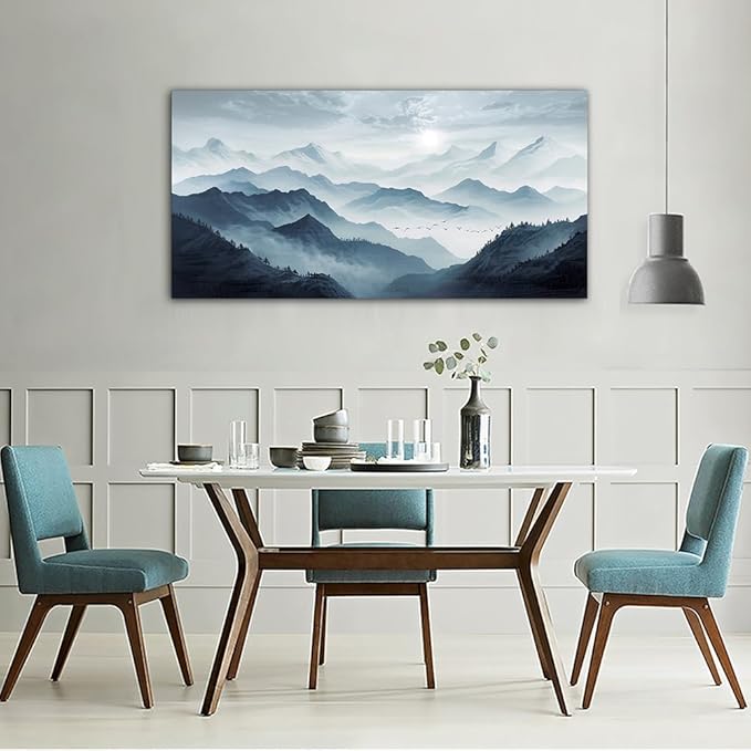 Lapremoly Wall Art, Framed Canvas Poster, Minimalist Abstract Ink Wall Painting, Living Room, Bedroom Decor, 20x40 inches