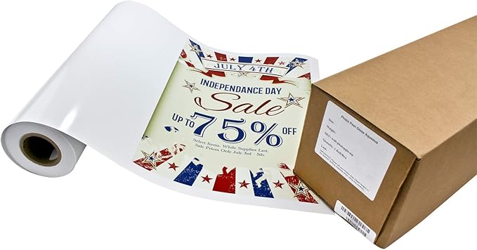 Photo Peel Glossy Printable Adhesive Vinyl Roll 24 inches x 60 feet Inkjet Peel and Stick Sticker Paper Works with All Inkjet Printers Including Professional Makes and Models