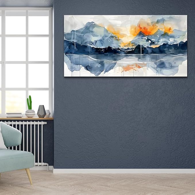 KELIYUAN Large Wall Decor For Bedroom Canvas Wall Art For Living Room Office Decoration Mountain Landscapes Wall Paintings Abstract Watercolour Pictures Artwork Modern Home Decor Ready To Hang