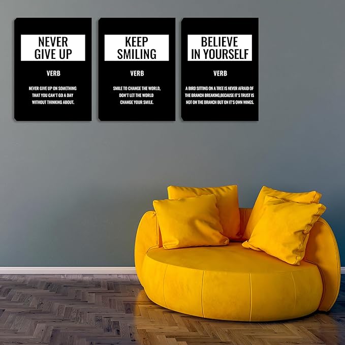 Black Motivational Canvas Wall Art Inspirational Pictures Painting Prints Inspiring Quotes Posters Painting Wall Decor Decoration for Home Office Living Room Bedroom Framed Artwork (60" Wx28 H)
