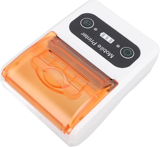 Pomya Bluetooths Thermal Receipt Printer, 58mm Handheld POS Inkless Receipt Printer, Portable Small Thermal Printer for Small Business Office Retail Store Restaurant (Orange White)