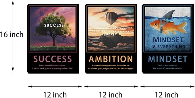 Inspirational Motivational Posters & Art - Wall Decor for Living Room, Bedroom & Home Office - Easy to Hang Framed Wall Decorations
