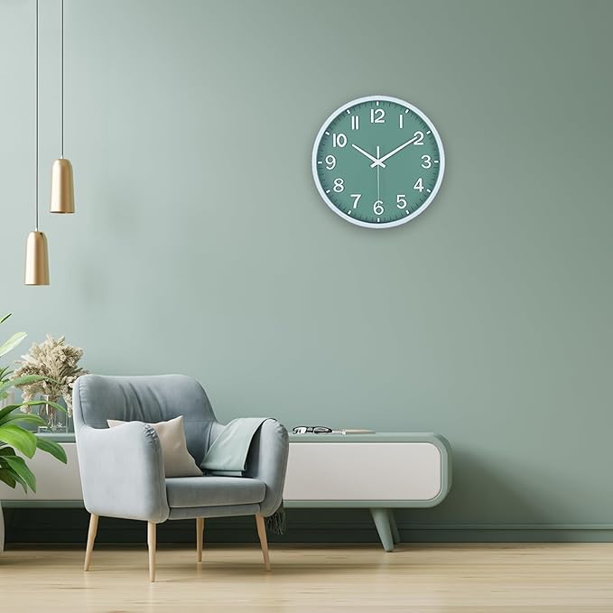Wall Clocks Battery Operated 14 inch Modern Wall Clock,Silent Non Ticking Wall Clock for Living Room Bedroom Kitchen Office Classroom Decor (White and Black)