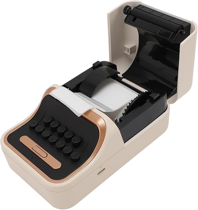 Vintage Style Portable Printer, Fun Cloud Label Edit, Thermal Printing, 1000mAh Battery, for Office, Home, Business, with Wide Range Label Support, Adjustable Paper