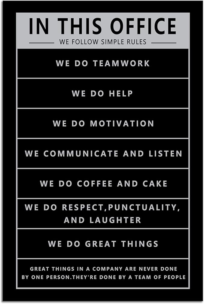 Inspirational Wall Art Inspirational Picture Office Quotes Theme Wall Decor for Motivational Teamwork In This Office Posters Print Artwork Canvas Framed Office Wall Decor[12''W X 18''H]
