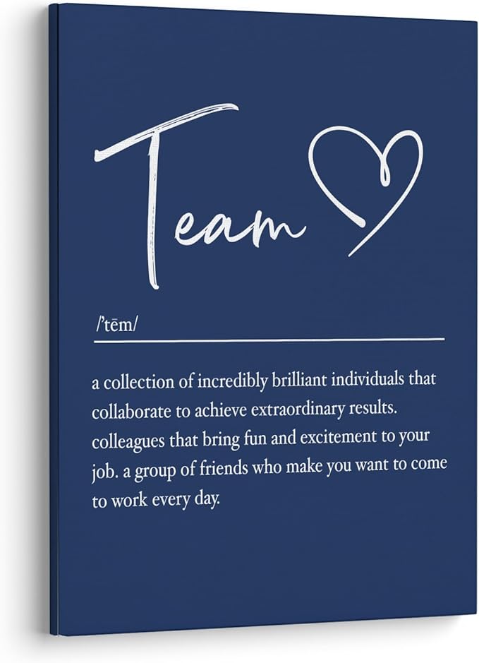 XWELLDAN Team Definition Poster Teamwork Wall Art for Office Decor, Office Artwork Wall Decor, Office Wall Decor, 11x14, Framed（navy blue）