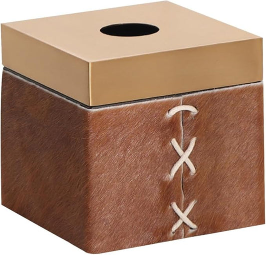 Stylish Tissue Box Toilet Paper Box Cover Rectangular Tissue Holder and Multifunctional Tissue Box for Bathroom Dressers Office Home Decor Modern Tissue Box (Color : White, Size : C) (Brown Multi)