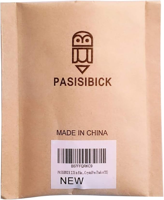 PASISIBICK 2.75'' Black Ink Crystal Pen Refills, Standard D1 Ballpoint Pen Refill (Remove Black Hat), Metal Refills(Pack of 20)