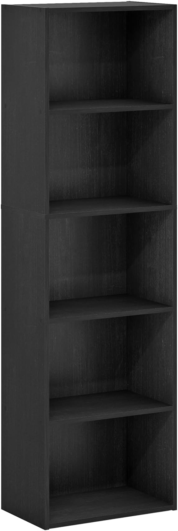 Furinno LUDER Book Shelf, 5-Tier Bookshelf, Bookcase with Open Shelves, 9.4 x 15.8 x 52, Easy Assembly, for Living Room, Bedroom, Home Office, Darkwood
