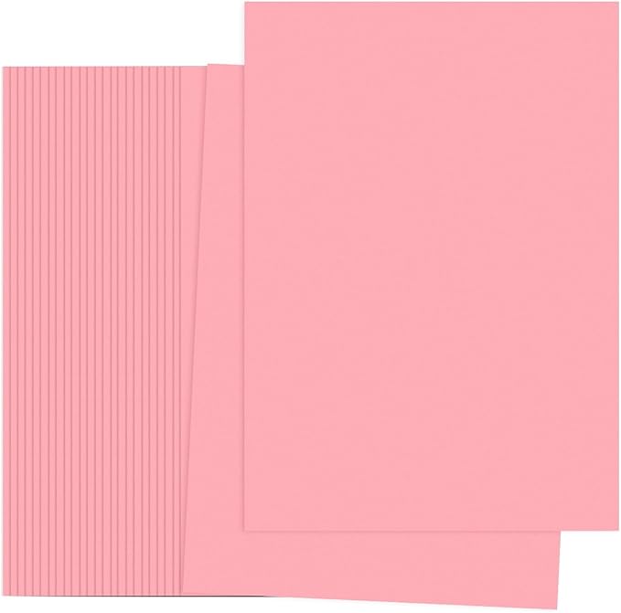PATIKIL Light Pink Colored Copy Paper, 50 Sheets 8.3x5.9" A5 19lb/70gsm Double Sided Colorful Print Paper Bulk Sheet DIY Craft Art Projects Supplies for Printer Origami