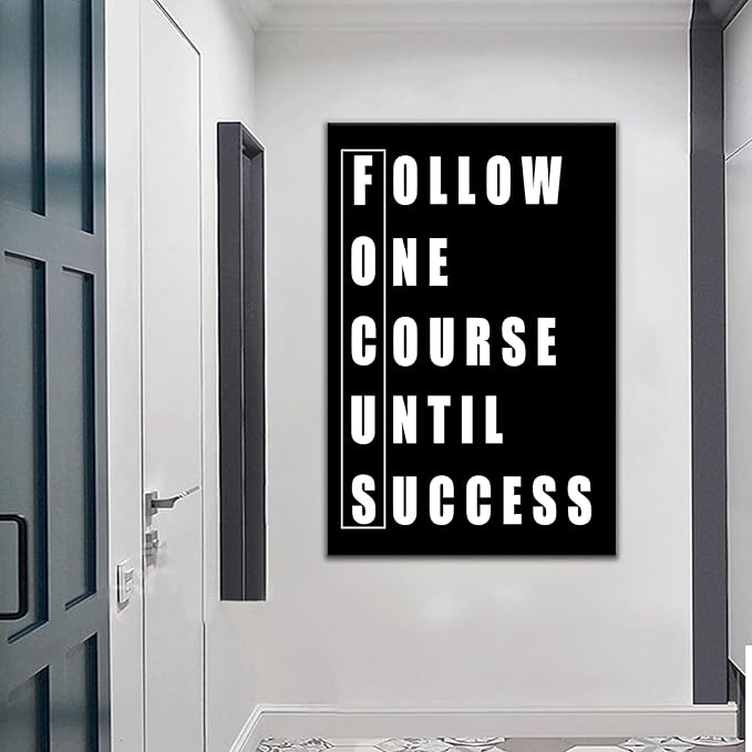 Follow One Course Until Success Motivational Wall Decor Office Poster Inspiring Wall Art Quotes Printed on Canvas for Modern Home Living Room Office Picture Painting Ready to Hang [24''W x 36''H]