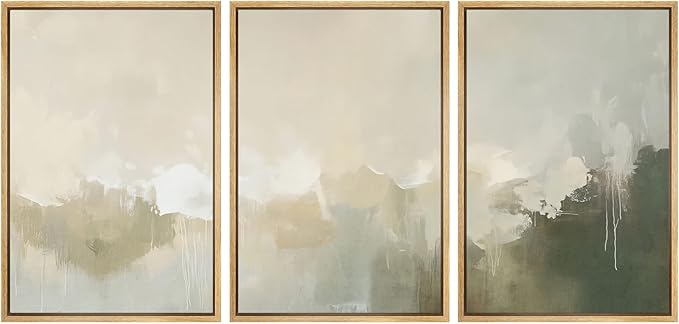 SIGNWIN Framed Canvas Print Wall Art Set Neutral Abstract Landscape Earthy Tones Minimalist Illustrations Modern Art Decorative Abstract for Living Room, Bedroom, Office - 16"x24"x3 Natural