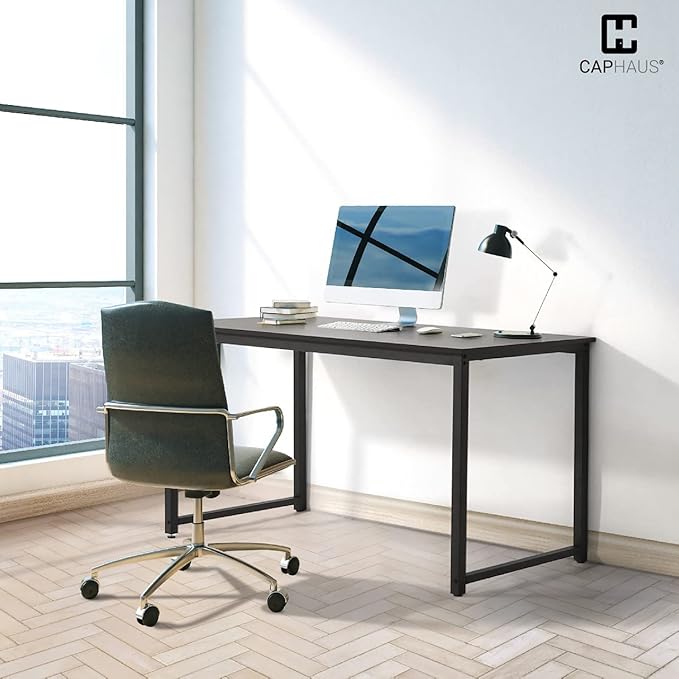 CAPHAUS 32 Inch Modern Computer Desk for Home Office, Gaming & Small Spaces - Easy Assembly, P2 Particle Board, Steel Legs, 220 lbs, Black