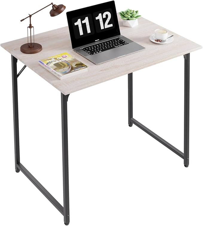 Small Desk,Computer Desk,Study Table,Desk 32 Inch,Metal Frame Office Desk,Modern Simple Style Desk for Home Office,Small Tables for Small Spaces,Adjustable Leg Pads,Nature