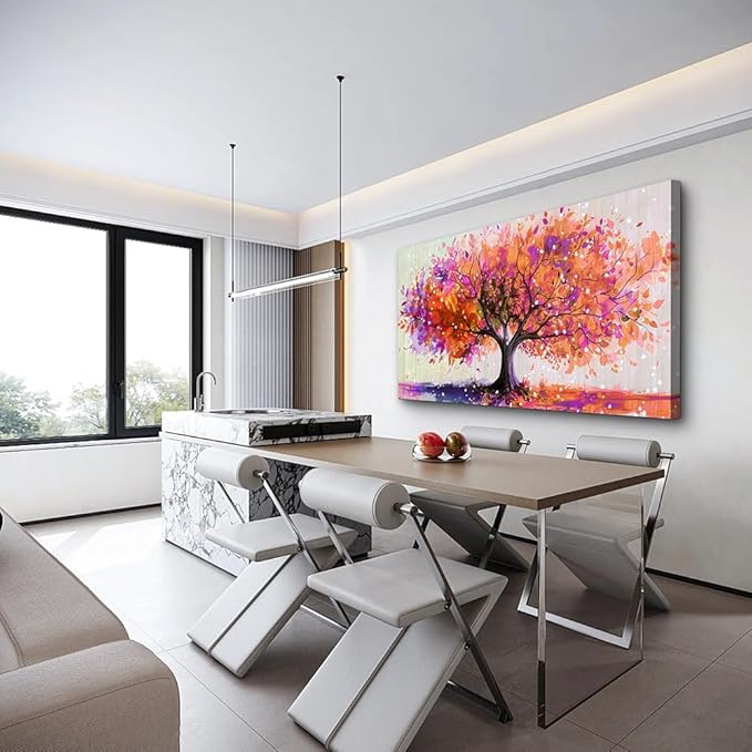 Wapluam Large Wall Decor For Office Canvas Wall Art For Living Room Bedroom Decorations Red Tree Wall Paintings Abstract Watercolour Colorful Pictures Artwork Canvas Posters Home Decor Mural 30" x 60"