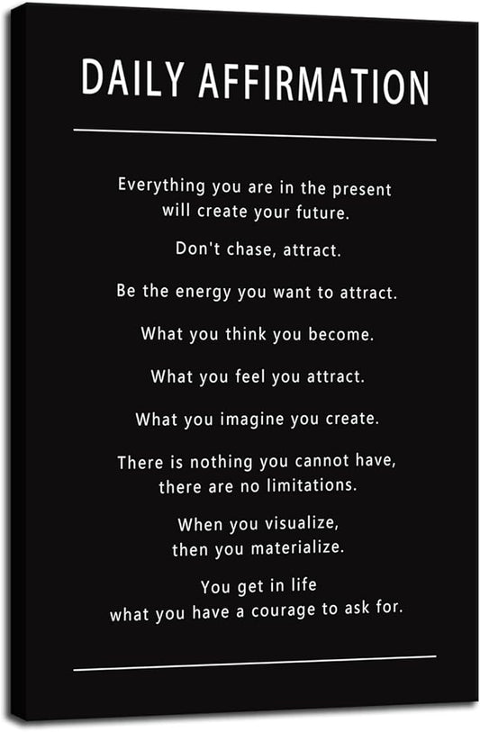 Inspirational Office Wall Decor Motivational Daily Affirmation Posters Canvas Painting Wall Art Pictures Modern Prints Artwork Home Wall Decor for Living Room School Gym Wooden Framed[24''W x 36''H]