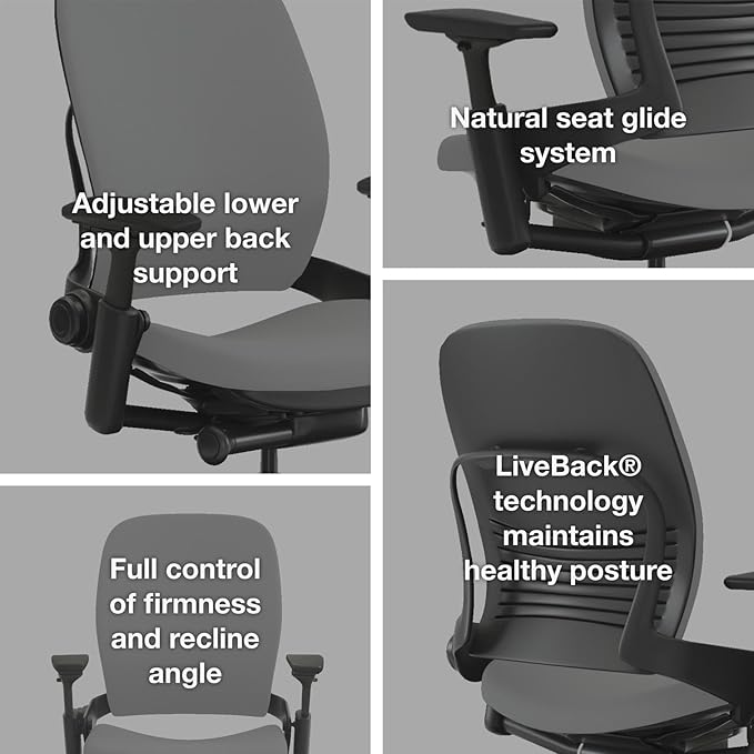 Steelcase Leap Upholstered Hard Casters - Blue Nickel