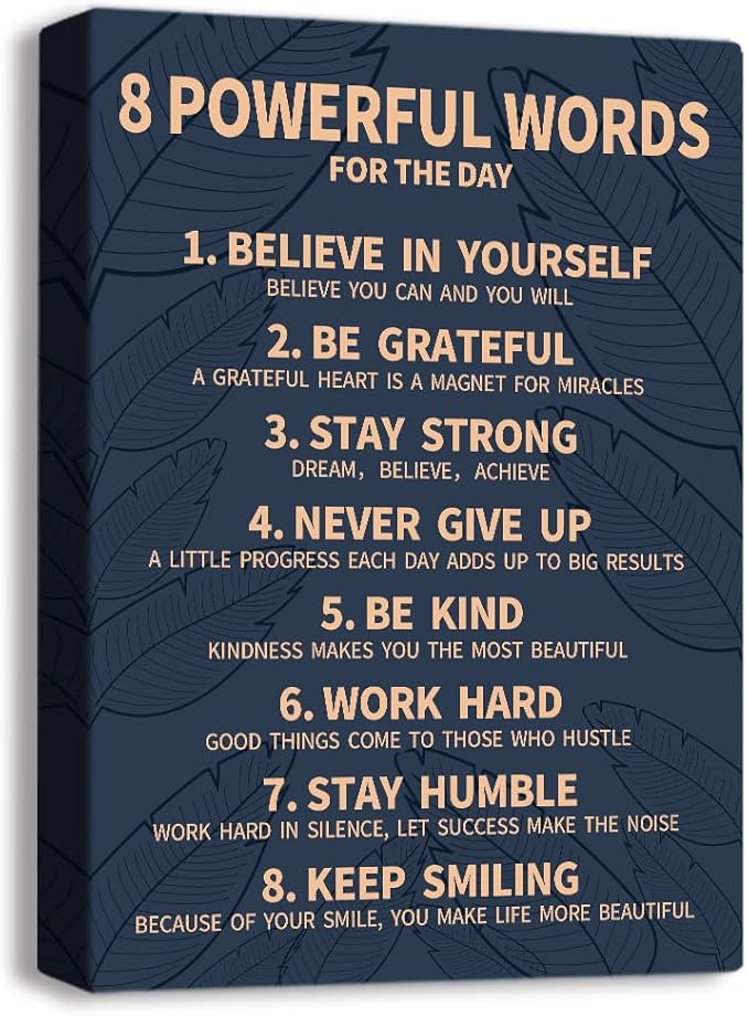 8 Rules Of Life Canvas Decoration Painting, Suitable For Office, School, Library,Home (29x38cm) Framed (Blue-8)