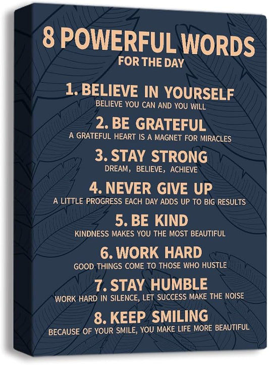 8 Rules Of Life Canvas Decoration Painting, Suitable For Office, School, Library,Home (29x38cm) Framed (Blue-8)