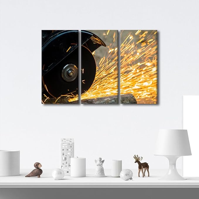 Artwork for Walls Tools Technology Canvas Paintings Wall Art Machine Pictures Wall Decor for Bedroom Framed Canvas Art 3 Panel Posters & Prints Canvas Wall Art Ready to Hang, 36x24 Inch