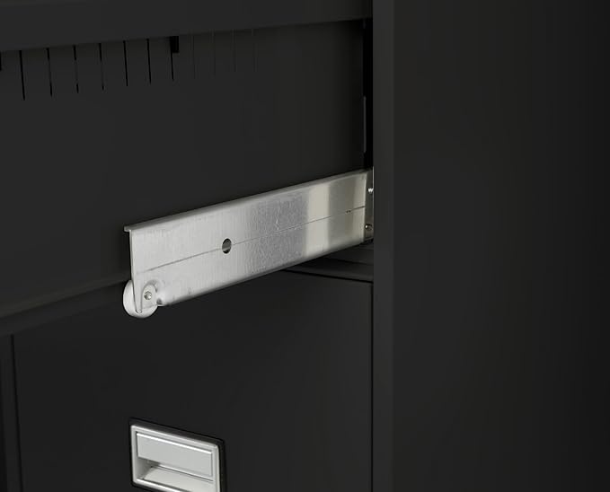 25 inch 2-Drawer Vertical Fireproof File Cabinet – Legal and Letter Size Filing – Key Lock – Water Resistant Seal – Fire and Impact Rated – Black Finish – Model LGL2W25B