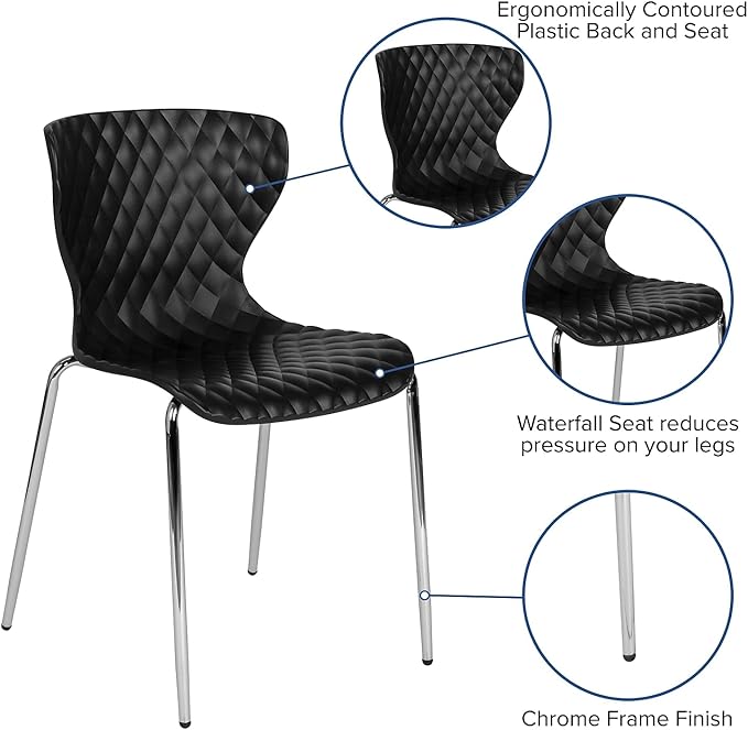 Flash Furniture Lowell Contemporary Design Black Plastic Stack Chair