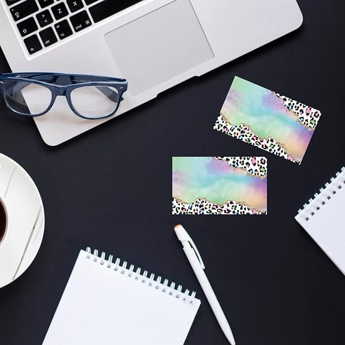 Business Cards Customize with Leopard Templates, Custom Business Cards Personalized with Your Logo, 3.5"X 2" 300gsm Matte Paper for Small Business