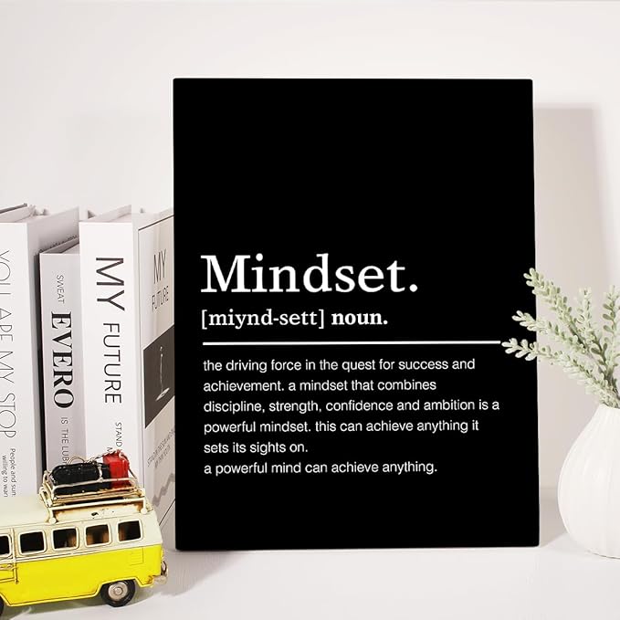 Mindset Definition Canvas Wall Art Motivational Mindset Quote Canvas Print Painting Office Home Wall Decor Framed Gift 12 x 15 Inches