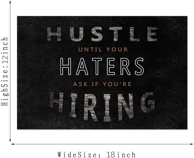 Inspirational Wall Art Motivational Entrepreneur Quotes Canvas Painting Hustle Pictures Inspiring Posters Prints Wooden Artwork Decorations for Living Room Home Office Classroom Gifts (12”Hx16”W)