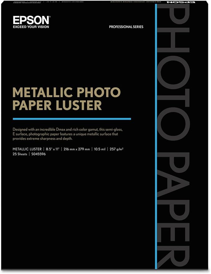 - Professional Media Metallic Photo Paper Luster, White, 8 1/2 x 11, 25 Sheets