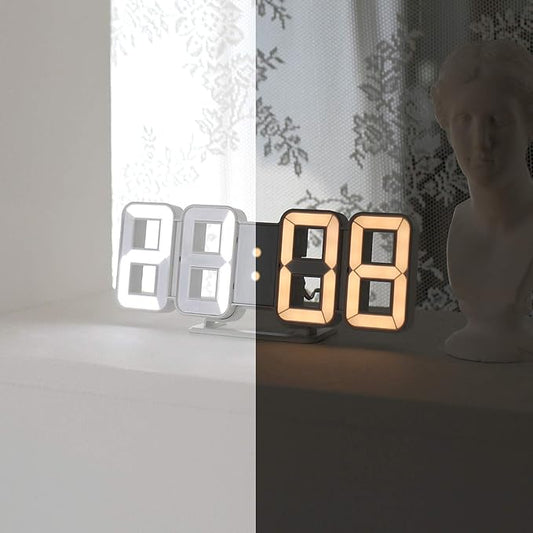 mooas 3D Pure mini Dual LED Clock, Multi-Function LED Clock (Calendar, Alarm, Temperature) (8.5" Dual Table Alarm Clock)