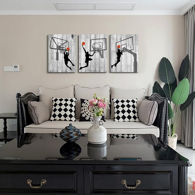 DZRWUBHS Large Canvas Wall Art For Living Room, Boy Bedroom, Office - Black And White Wall Pictures, Prints - Artwork - Modern Home Decorations - 3 Piece