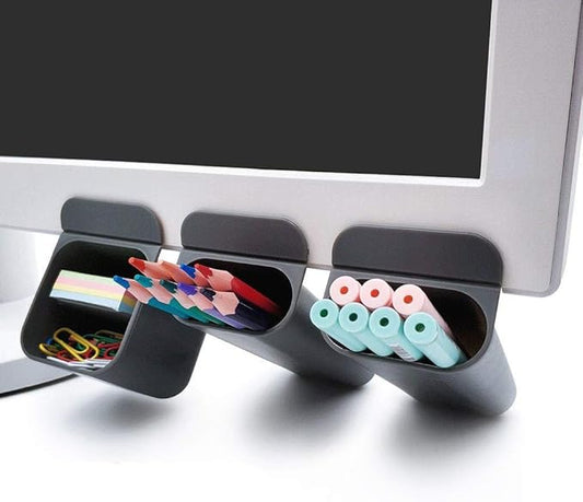 Goblin's Treasures New Creative DIY Screen Pen Pencil Holders Desktop Accessories Desk Organizers Containers Storage Bags-3 Pack,polypropylene (Gray)