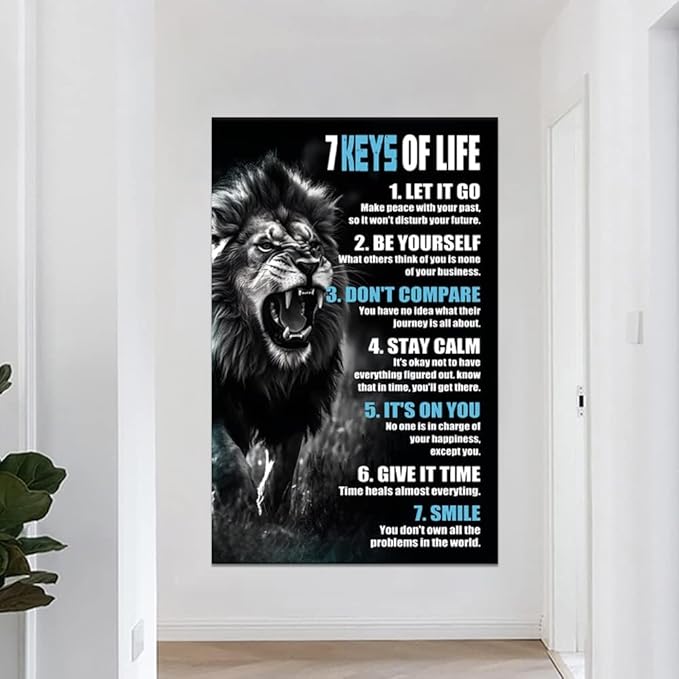 Yatsen Bridge Large Wall Art Office Inspirational Canvas Wall Art Black and White Lion Pictures Wall Decor Artwork Motivational Posters Prints Art for Classroom Office Decor - 28''Wx44''H