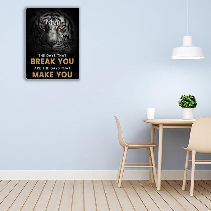 Motivational Office Wall Decor Posters Inspirational Black Wolf Canvas Wall Art Posters Prints Entrepreneur Quote Wall Picture Paintings Artwork Home Bedroom Living Room Decor Framed 12"x16"