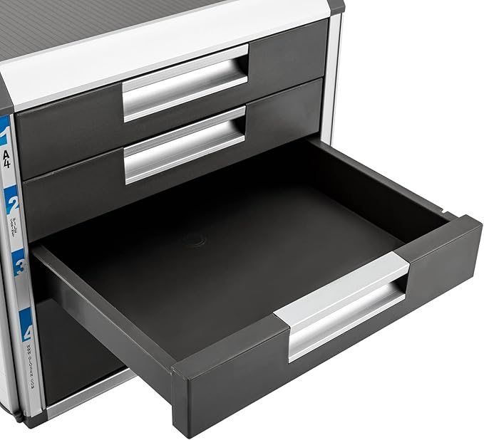 DONSU Desk Drawer Organizers,Storage File Boxes Desktop Office File Cabinet Storage Filing Cabinet w/Label Lock,Portable Home Office Filing Cabinet (4 Drawers)