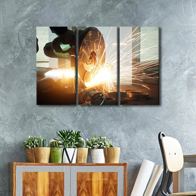 Home Decorations for Living Room Angular Grinding Machine Wall Decor Framed Art Wall Decor Artwork for Home Walls 3 Panel Wall Art Modern Wall Art Home Wall Decor Room Decor, 42x28 Inch