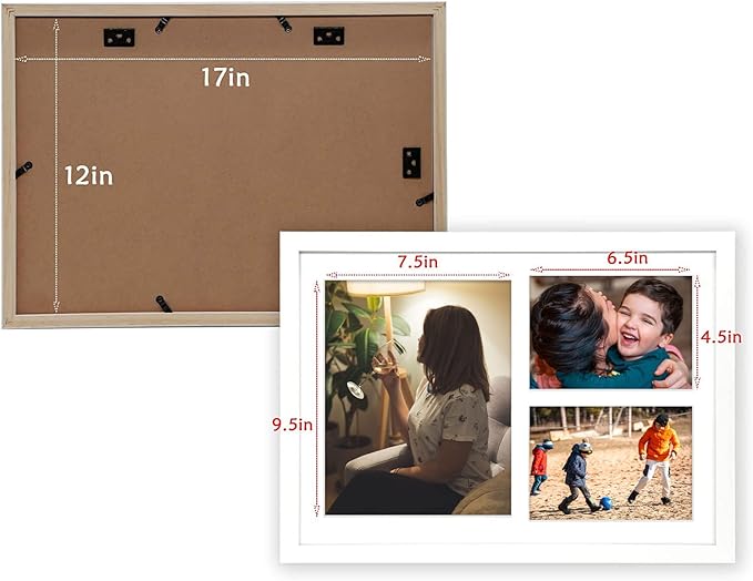 Golden State Art, 12x17 White Wood Picture Frame - White Mat for 8x10 and 5x7 Photos - Real Glass, Sawtooth Hanger, Swivel Tabs - Wall Mounting - Great for Posters, Weddings, and Engagements