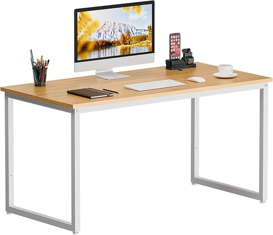 HomGarden 47 Inches Modern Simple Writing Computer Desk PC Laptop Sturdy Table Workstation for Office Work, Brown