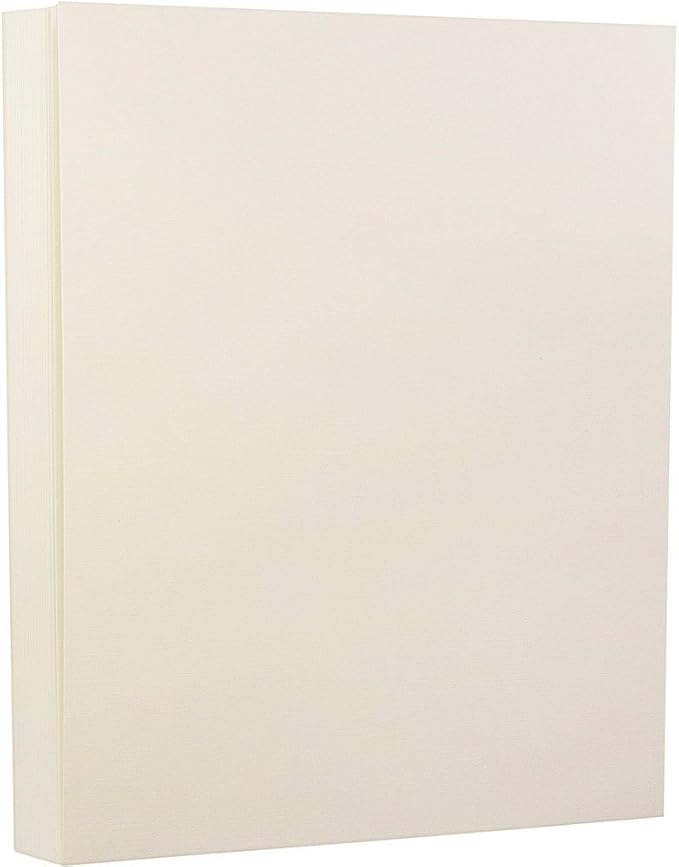 JAM PAPER Strathmore 80lb Cardstock - 8.5 x 11 Coverstock - 216 gsm - Natural White Linen - 30% recycled - 50 Sheets/Pack