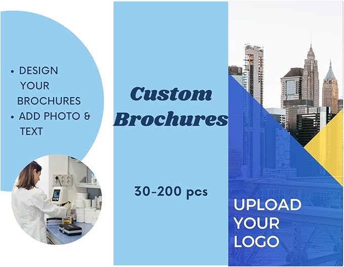 Custom Brochures for Business,Double-Sided Printing Tri-Fold Glossy Paper,3 Sizes,30-200 pcs,Perfect for Businesses & Events,Upload Your Image/Logo Design.
