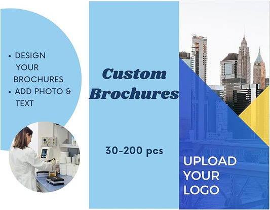 Custom Brochures for Business,Double-Sided Printing Tri-Fold Glossy Paper,3 Sizes,30-200 pcs,Perfect for Businesses & Events,Upload Your Image/Logo Design.