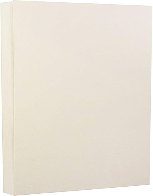 JAM PAPER Strathmore 80lb Cardstock - 8.5 x 11 Coverstock - 216 gsm - Natural White Linen - 30% recycled - 50 Sheets/Pack