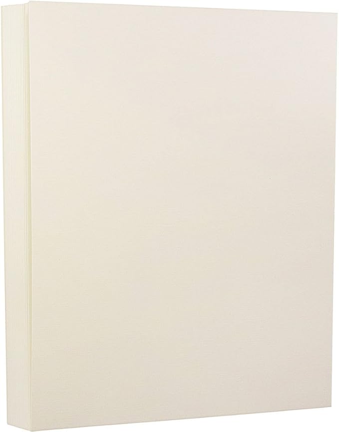 JAM PAPER Strathmore 80lb Cardstock - 8.5 x 11 Coverstock - 216 gsm - Natural White Linen - 30% recycled - 250 Sheets/Ream