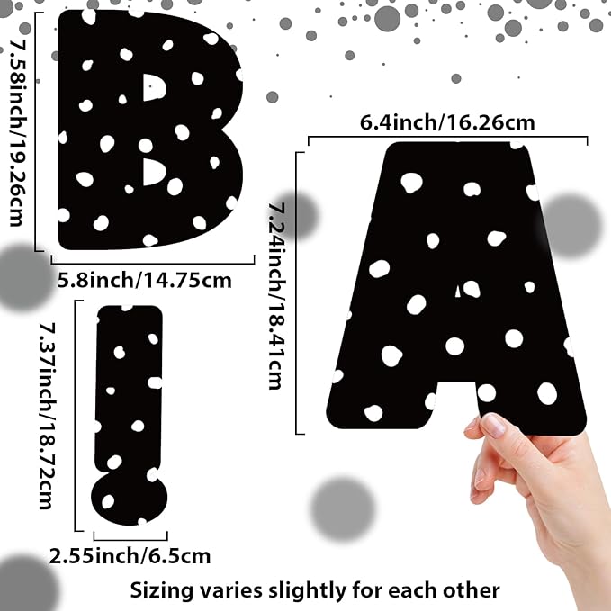 150 PCS Large 7" Bulletin Board Letters Set, Black White Polka Dots Classroom Alphabet Cutout Letter for Bulletin Board Display Home School Class, A Great Helper to Inspire Students' Learning Interest